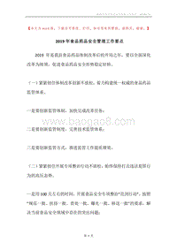 2019年食品药品安全管理工作要点.docx