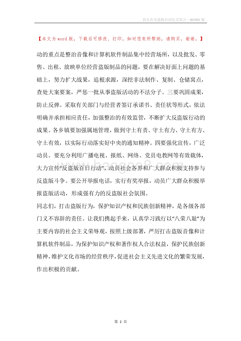 县长在反盗版启动仪式发言.docx_第2页