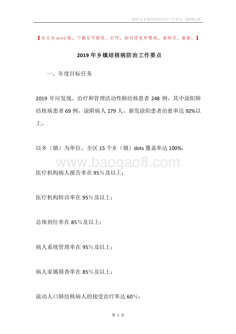 2019年乡镇结核病防治工作要点.docx_第1页