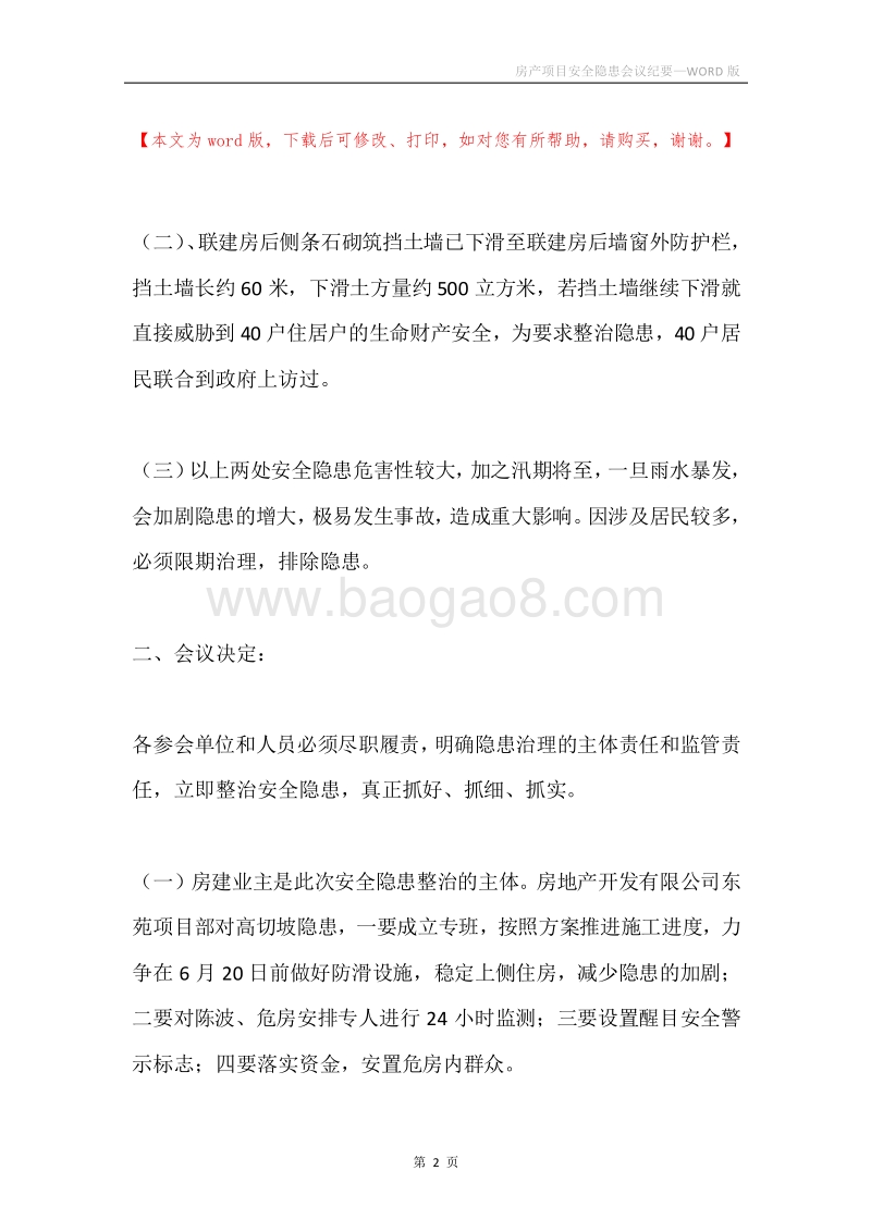 房产项目安全隐患会议纪要.docx_第2页