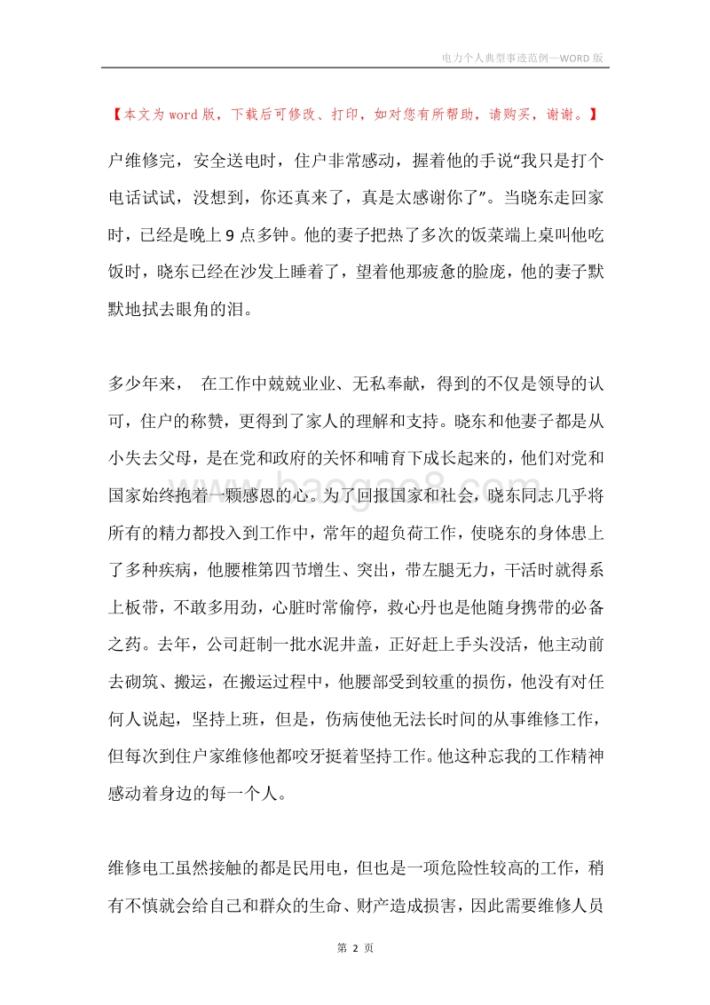 电力个人典型事迹范例.docx_第2页