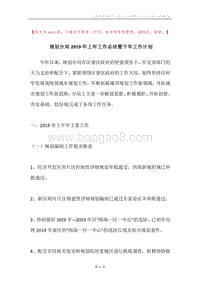 规划分局2019年上年工作总结暨下年工作计划.docx