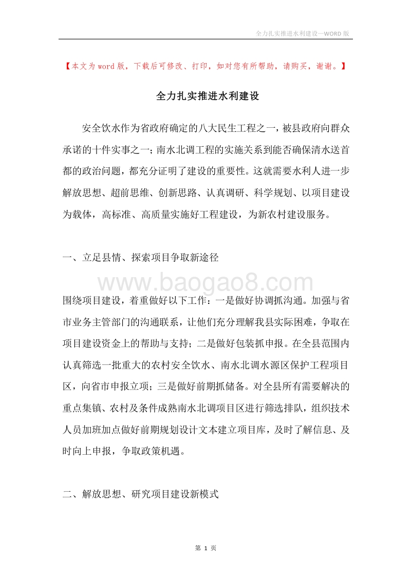 全力扎实推进水利建设.docx_第1页