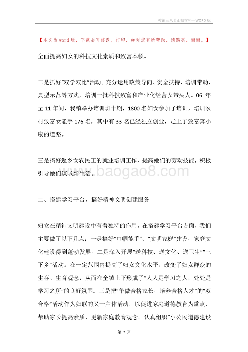 村镇三八节汇报材料.docx_第2页