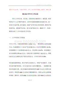 镇2019年年中工作总结.docx