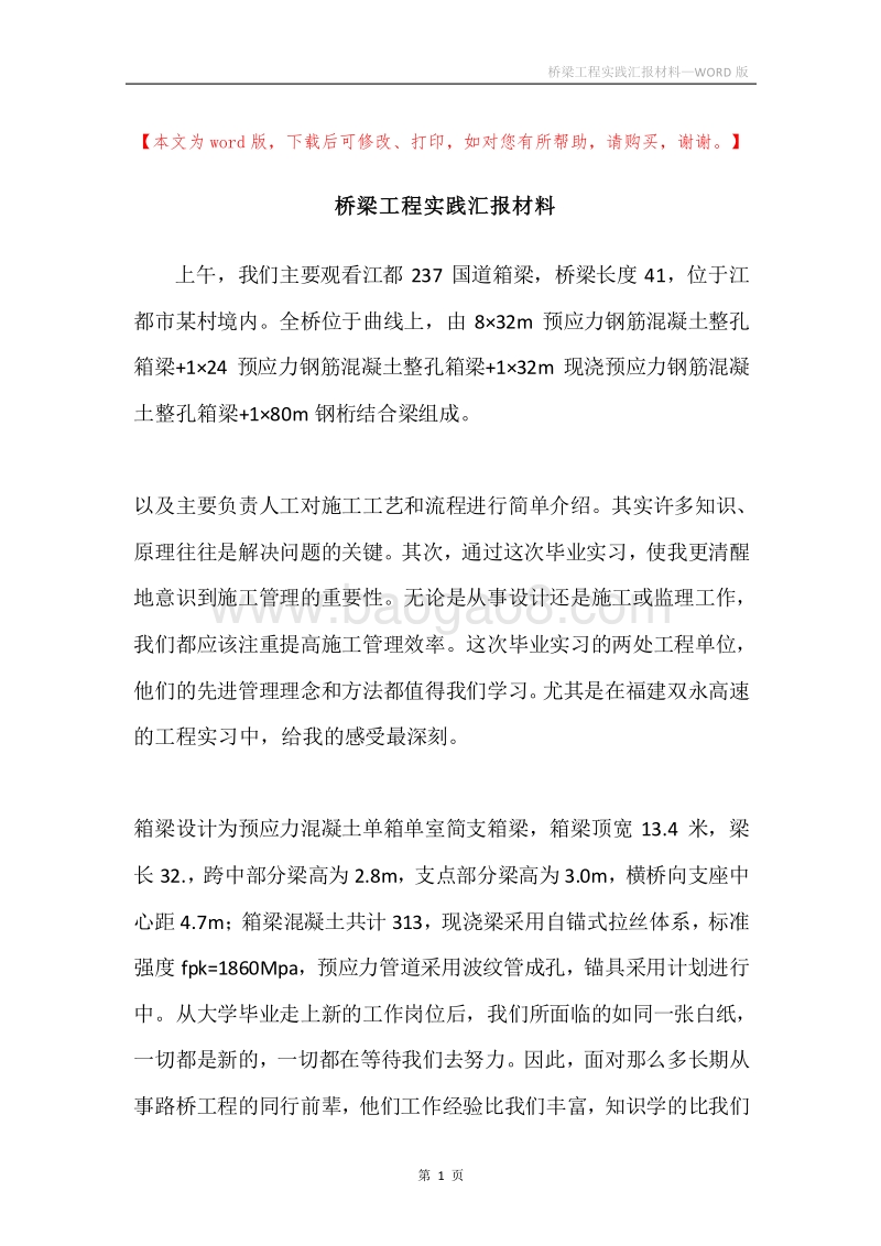 桥梁工程实践汇报材料.docx_第1页