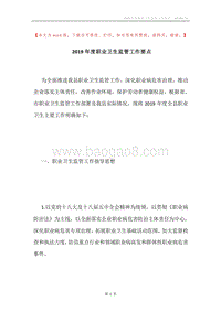 2019年度职业卫生监管工作要点.docx