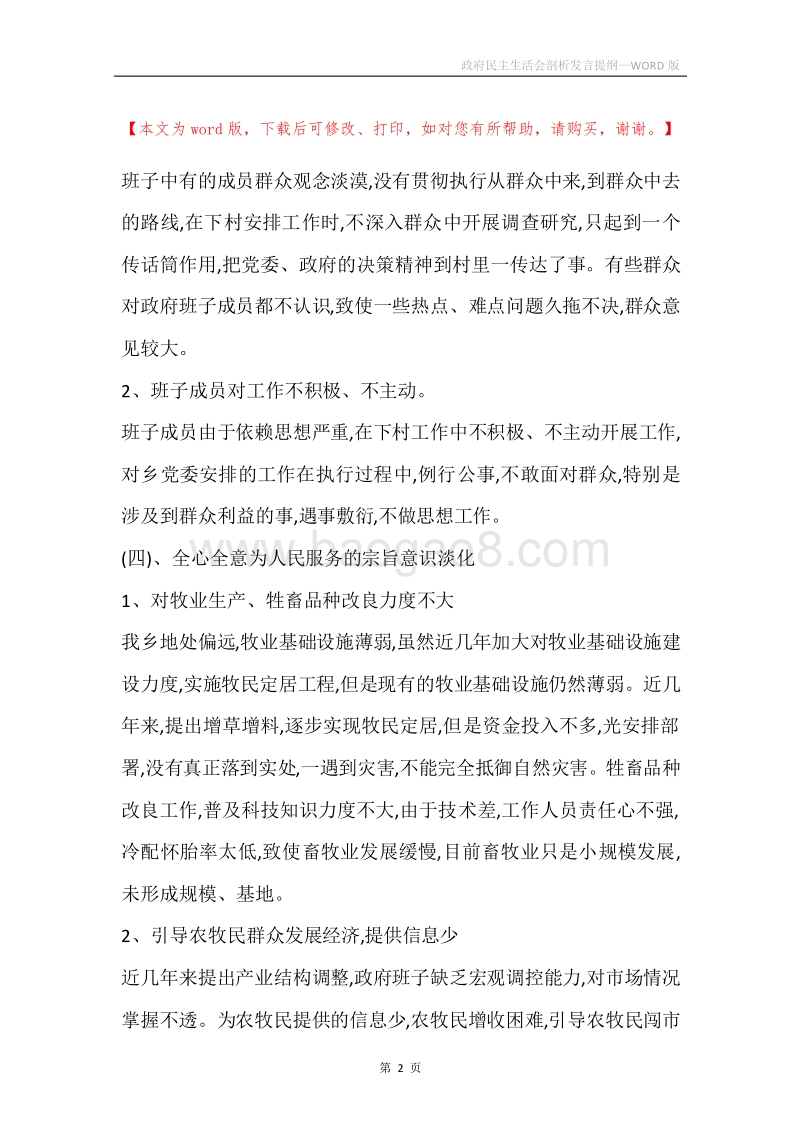 政府民主生活会剖析发言提纲.docx_第2页