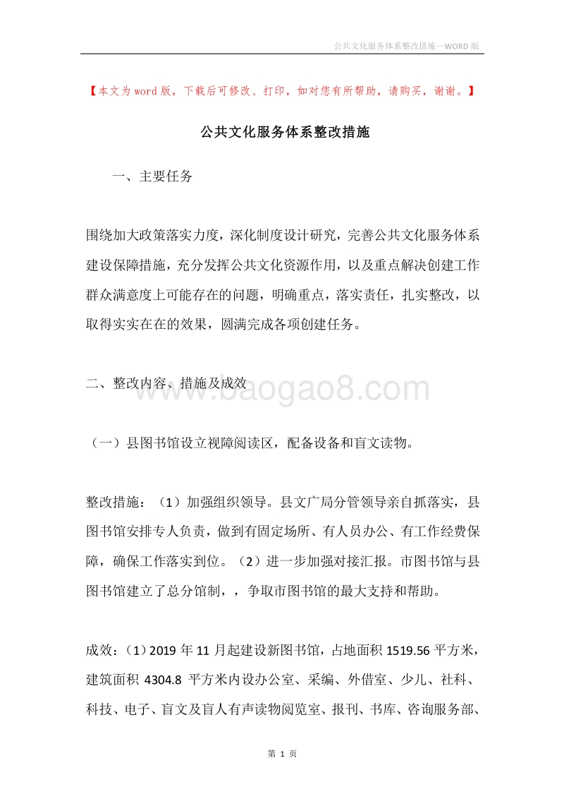 公共文化服务体系整改措施.docx_第1页