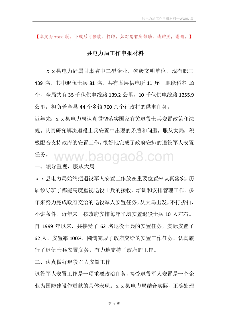 县电力局工作申报材料.docx_第1页