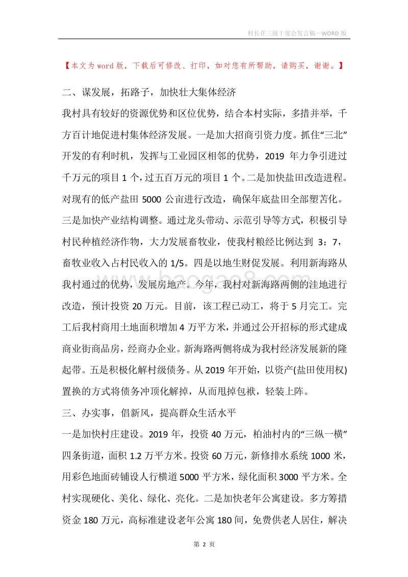 村长在三级干部会发言稿.docx_第2页
