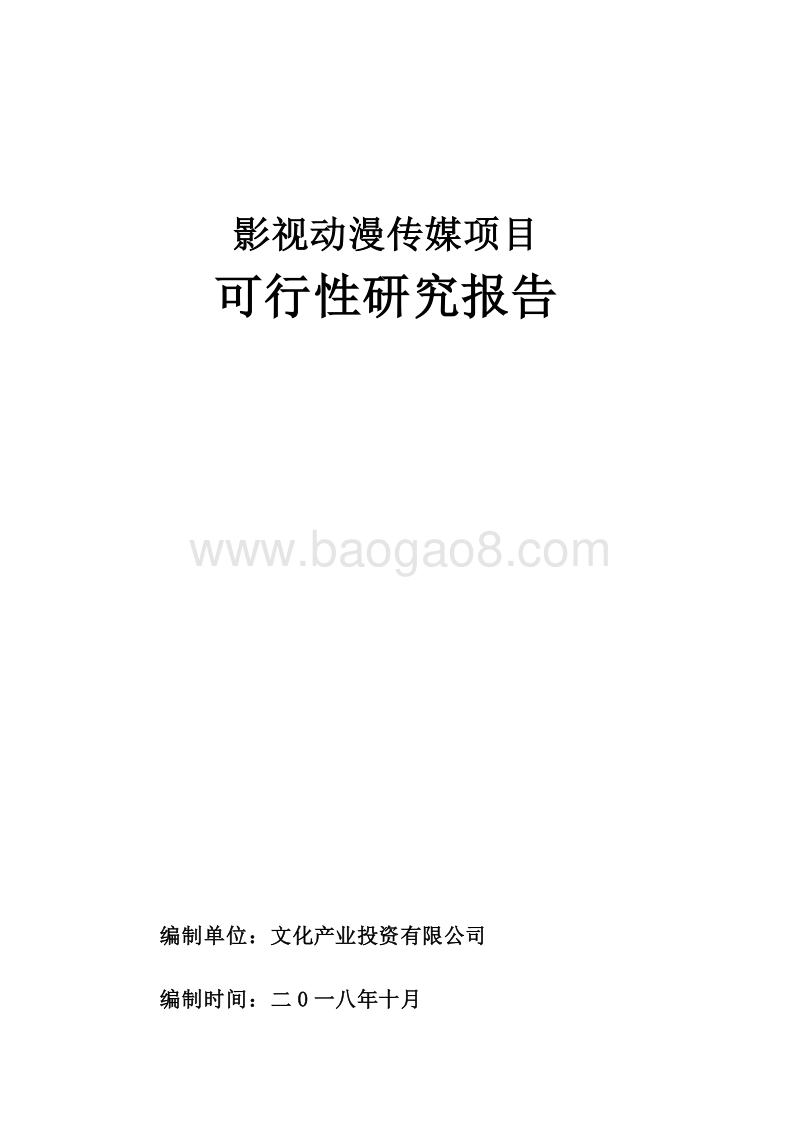 影视动漫传媒项目可行性研究报告.doc_第1页