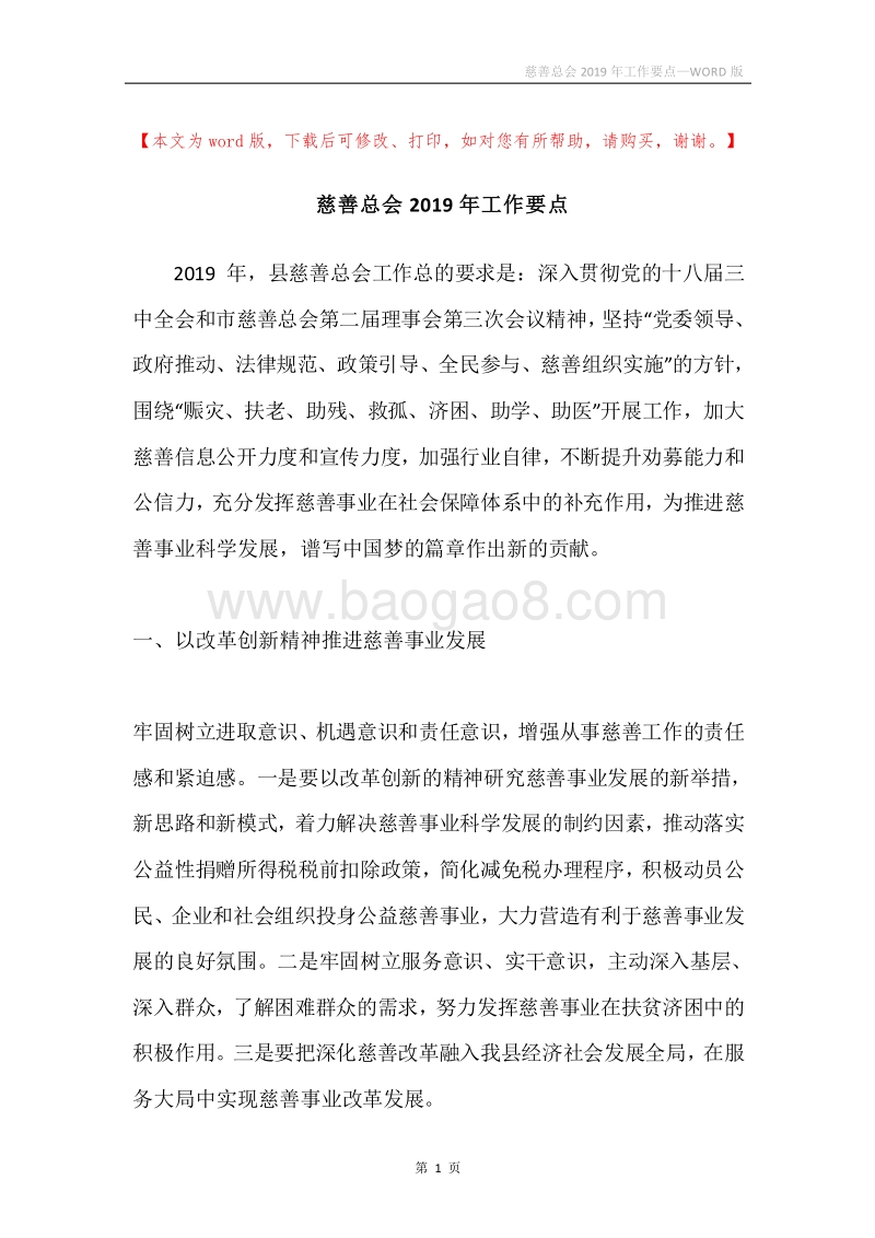 慈善总会2019年工作要点.docx_第1页