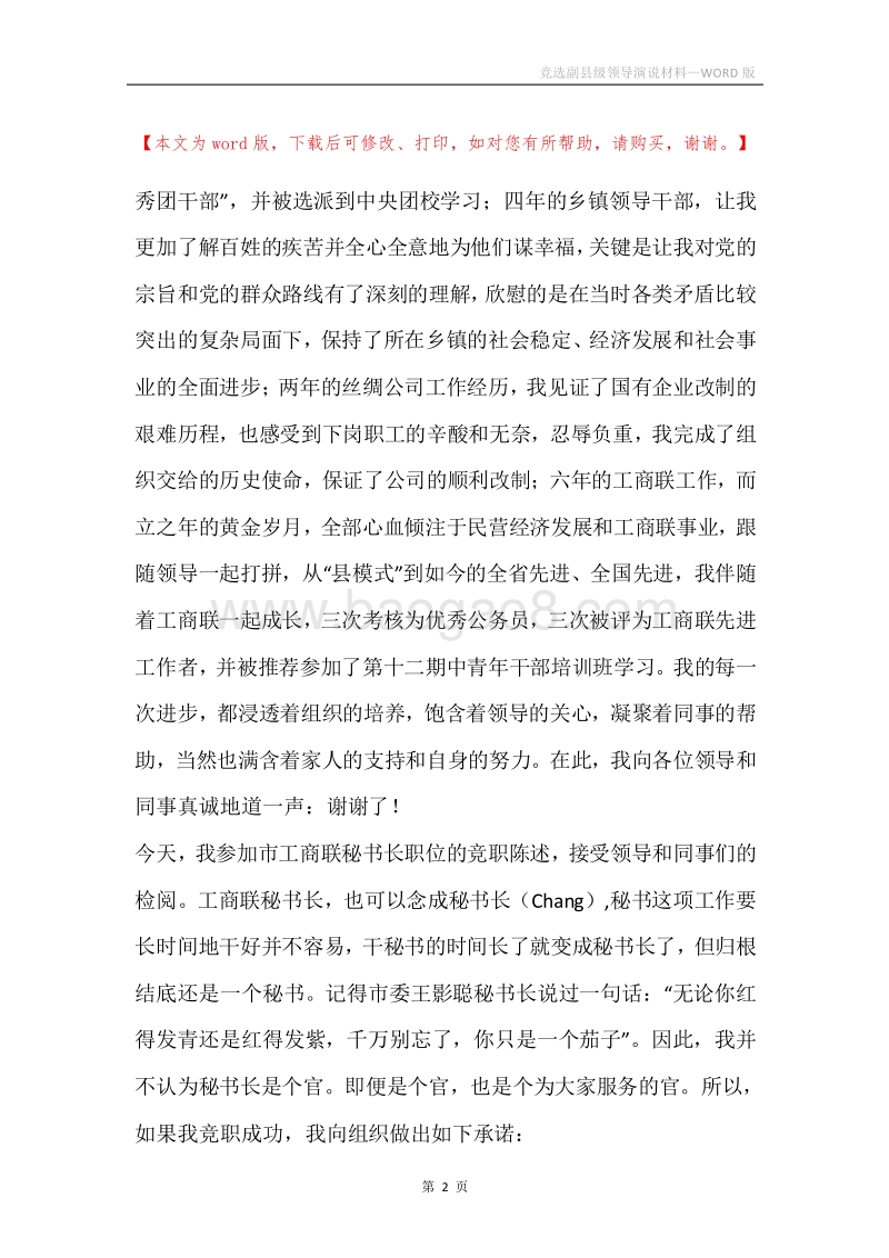 竞选副县级领导演说材料.docx_第2页
