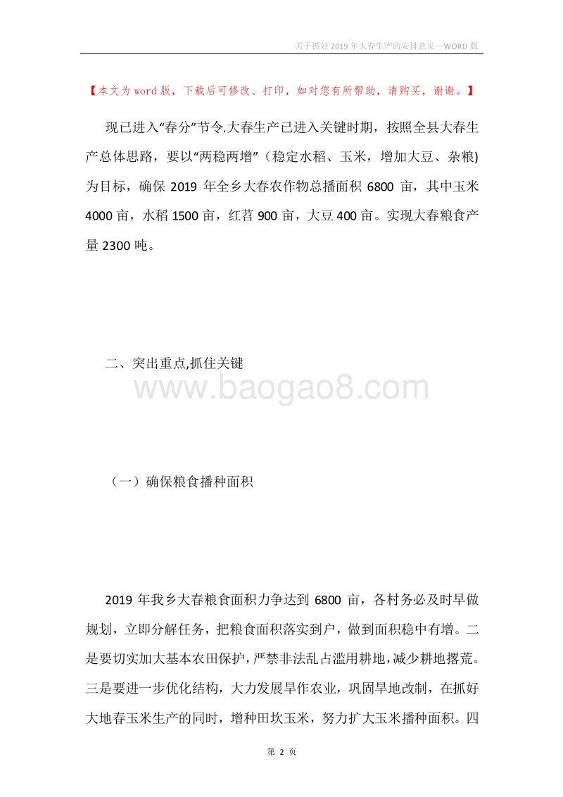 关于抓好2019年大春生产的安排意见.docx_第2页