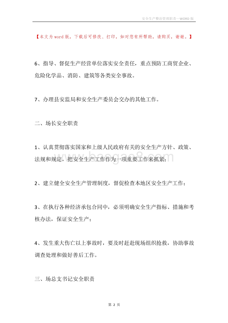安全生产整治管理职责.docx_第2页