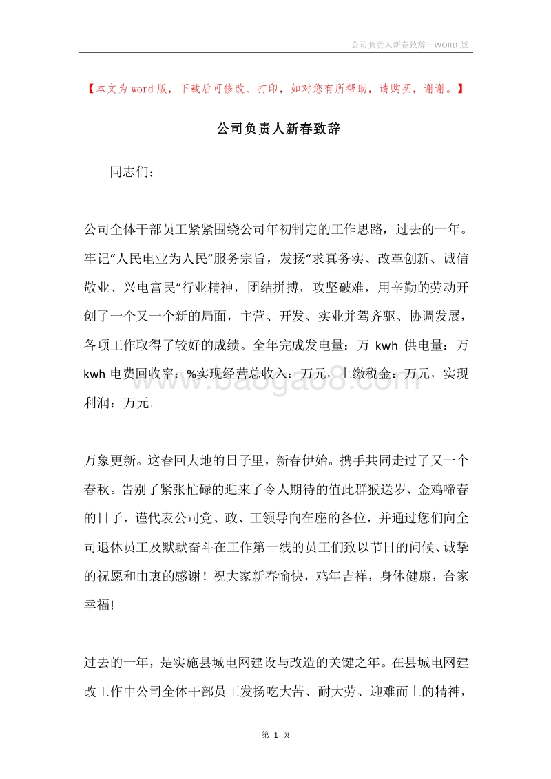 公司负责人新春致辞.docx_第1页