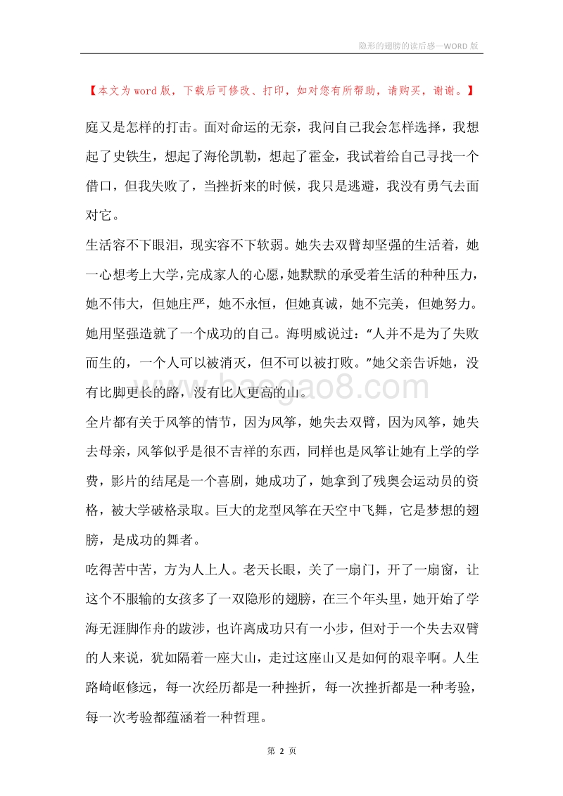 隐形的翅膀的读后感.docx_第2页