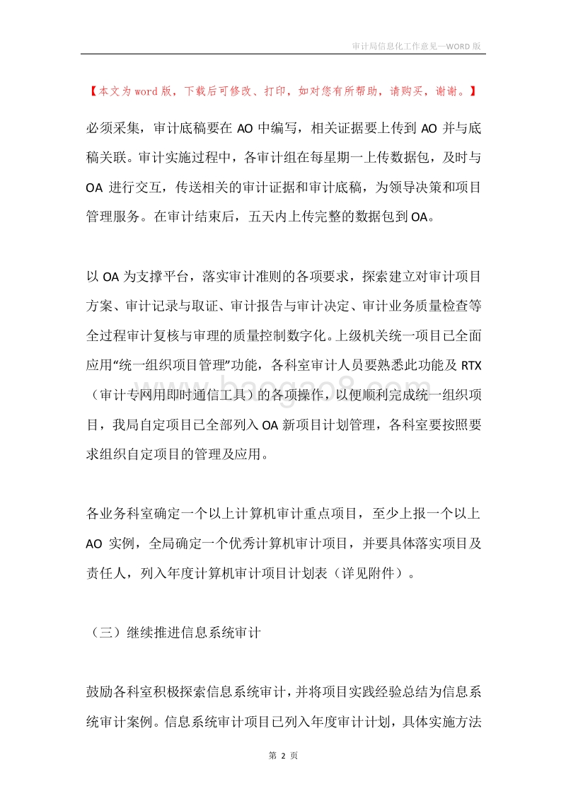 审计局信息化工作意见.docx_第2页