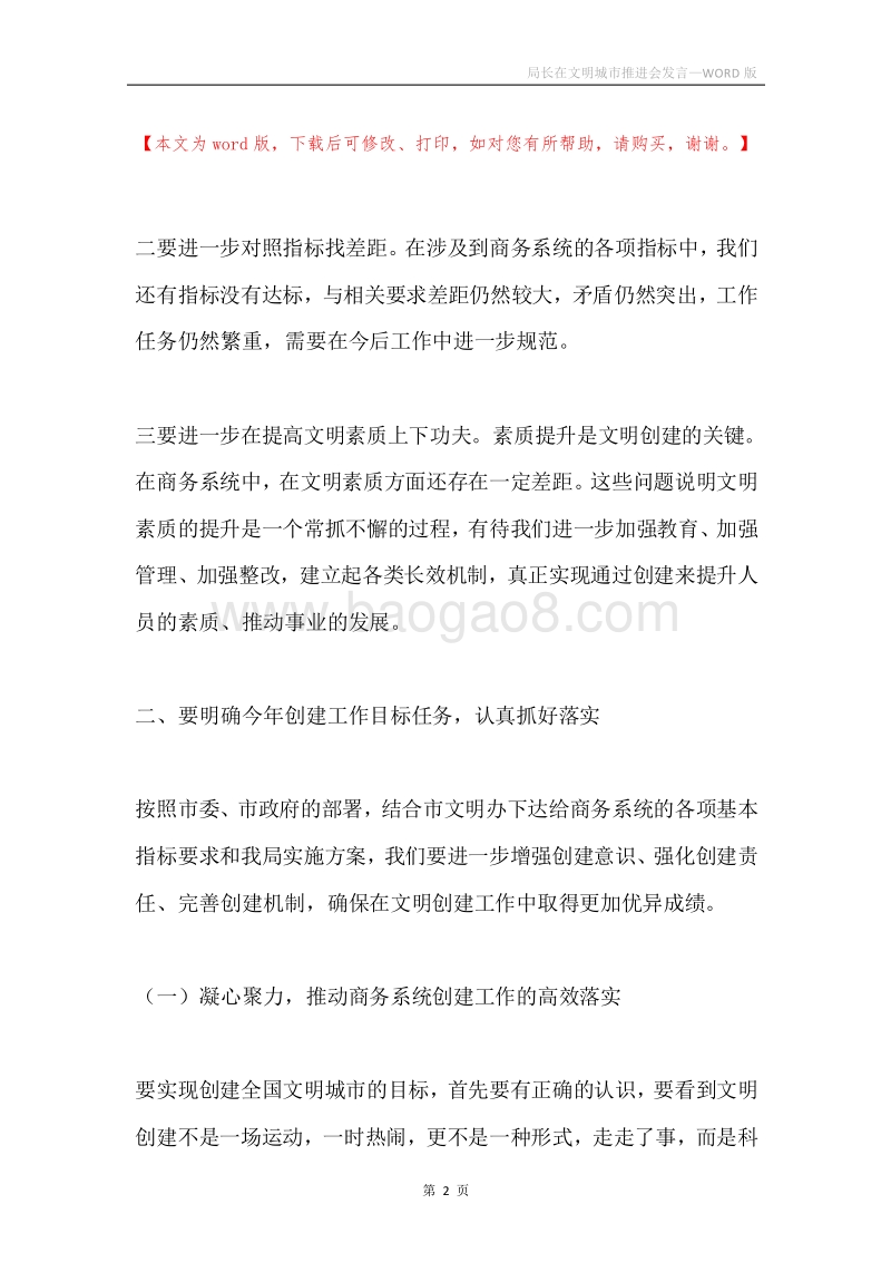 局长在文明城市推进会发言.docx_第2页