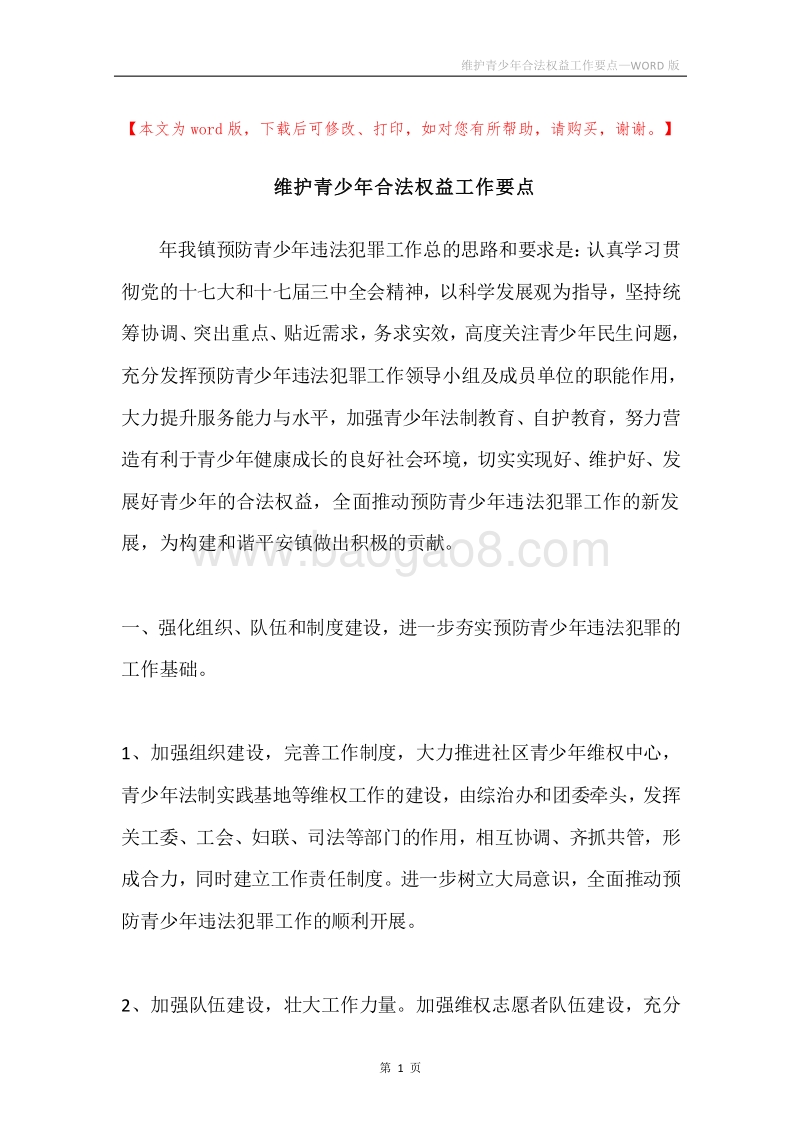 维护青少年合法权益工作要点.docx_第1页