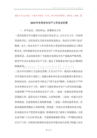 2019年水利安全生产工作会议纪要.docx