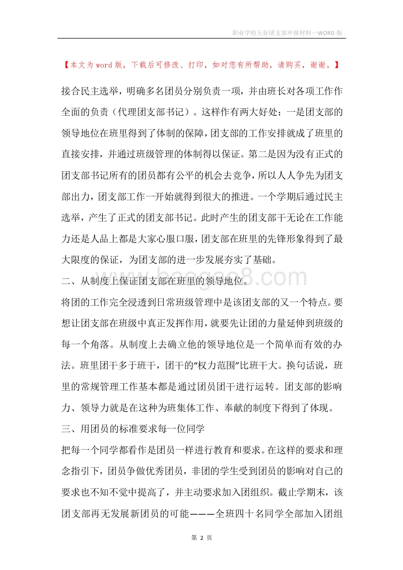 职业学校五好团支部申报材料_1.docx_第2页