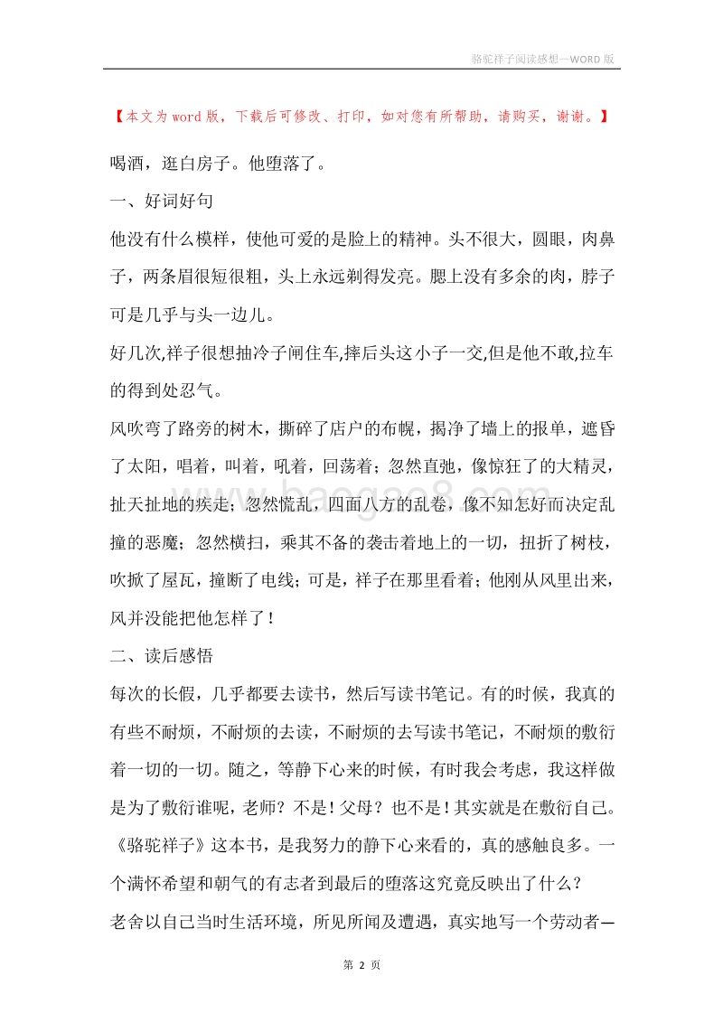 骆驼祥子阅读感想.docx_第2页