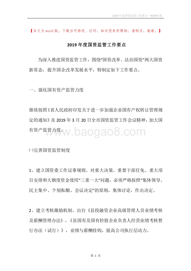 2019年度国资监管工作要点.docx_第1页