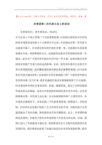 共青团第二次代表大会上的讲话.docx
