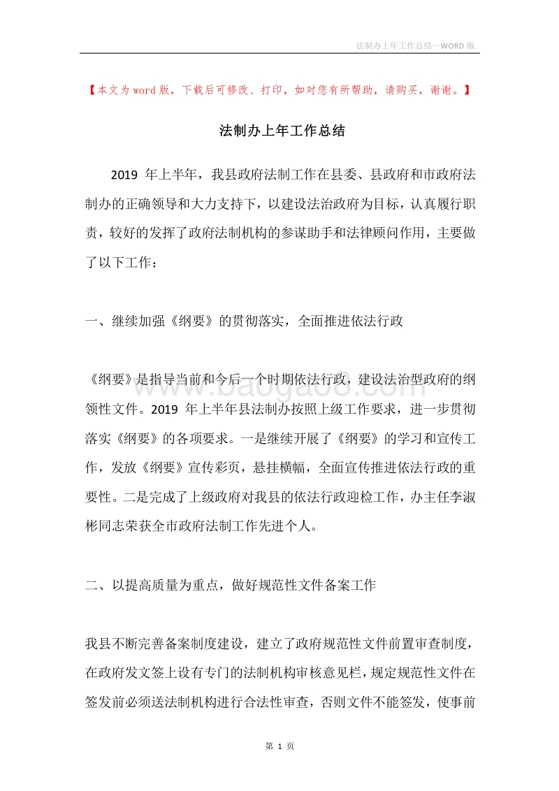 法制办上年工作总结.docx_第1页
