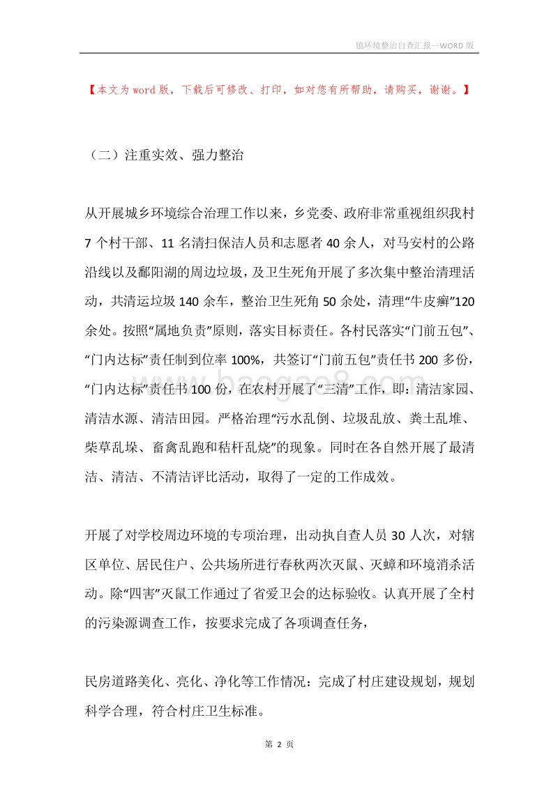 镇环境整治自查汇报.docx_第2页