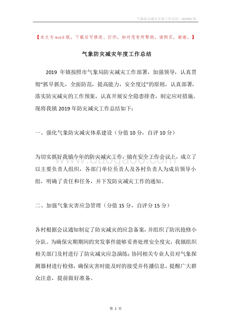 气象防灾减灾年度工作总结.docx_第1页