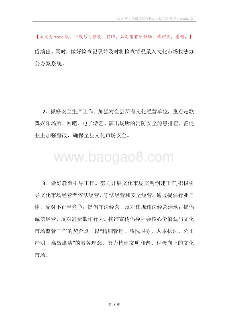2019年文化市场综合执法大队工作要点.docx_第2页
