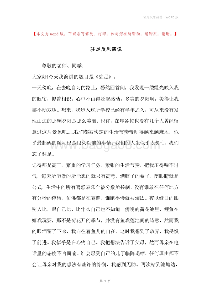驻足反思演说.docx_第1页