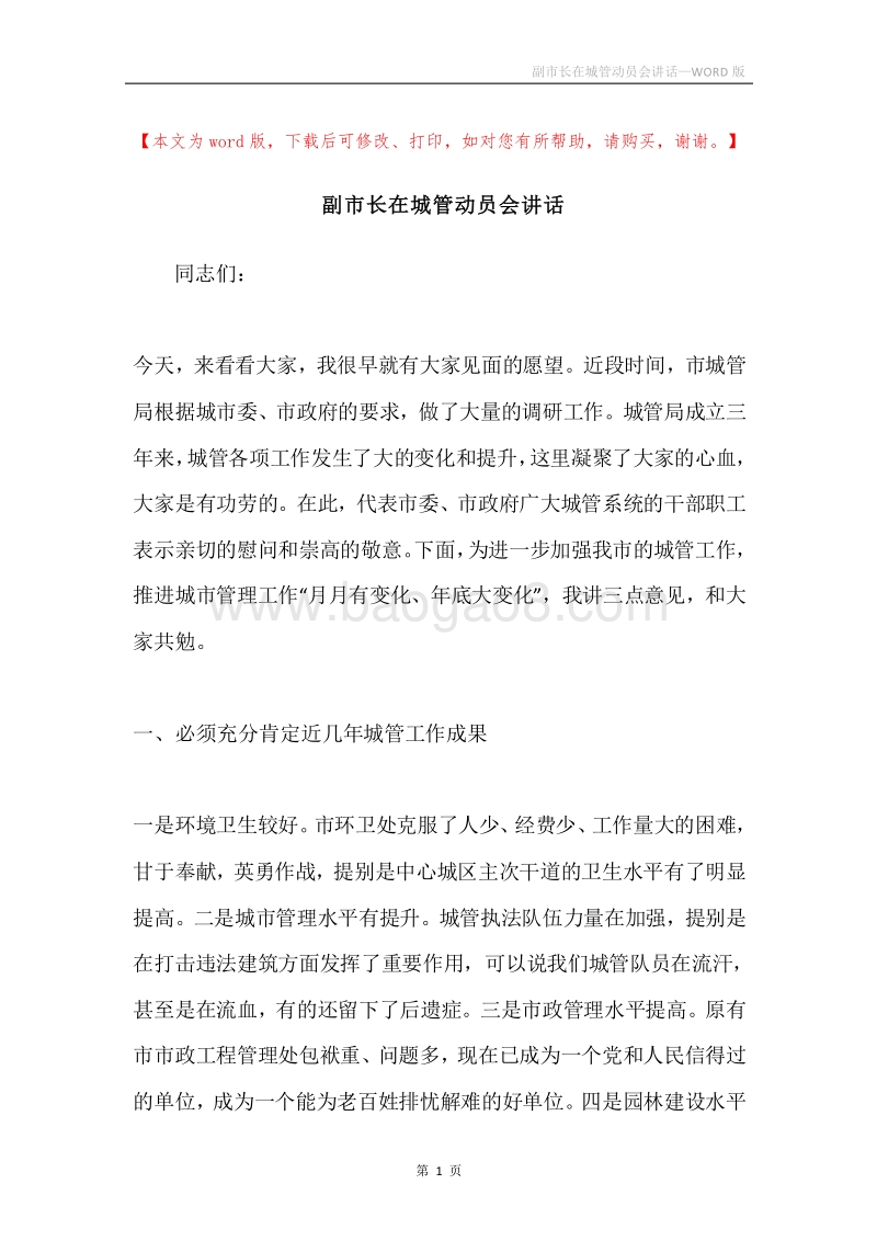 副市长在城管动员会讲话.docx_第1页