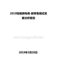 2019短视频电商-新零售模式发展分析报告.doc