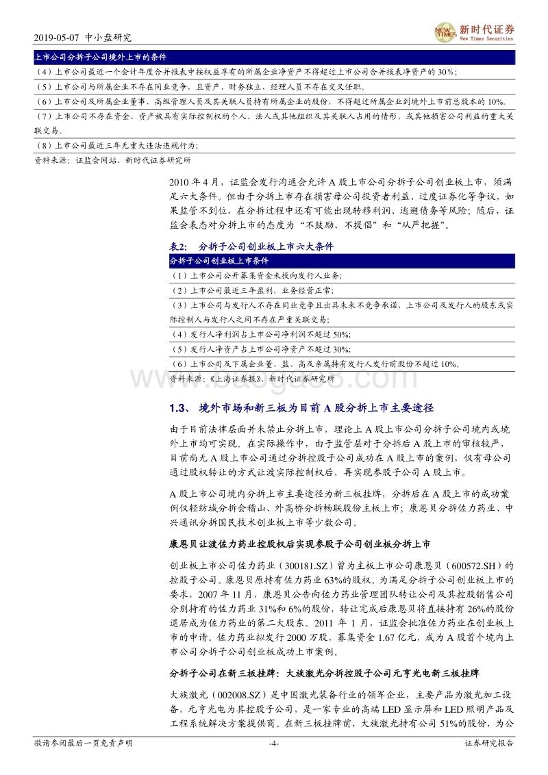 科创板分拆上市专题：允许分拆上市，四大维度挖掘潜在标的.pdf_第4页