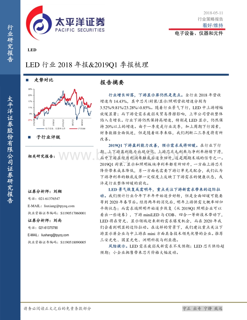 LED行业2018年报&2019Q1季报梳理.pdf_第1页