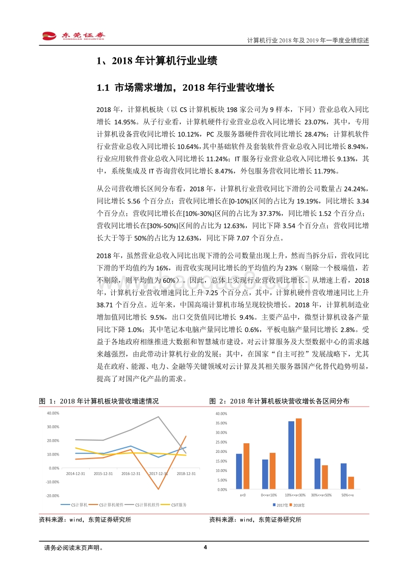 计算机行业2018年及2019年一季度业绩综述.pdf_第4页