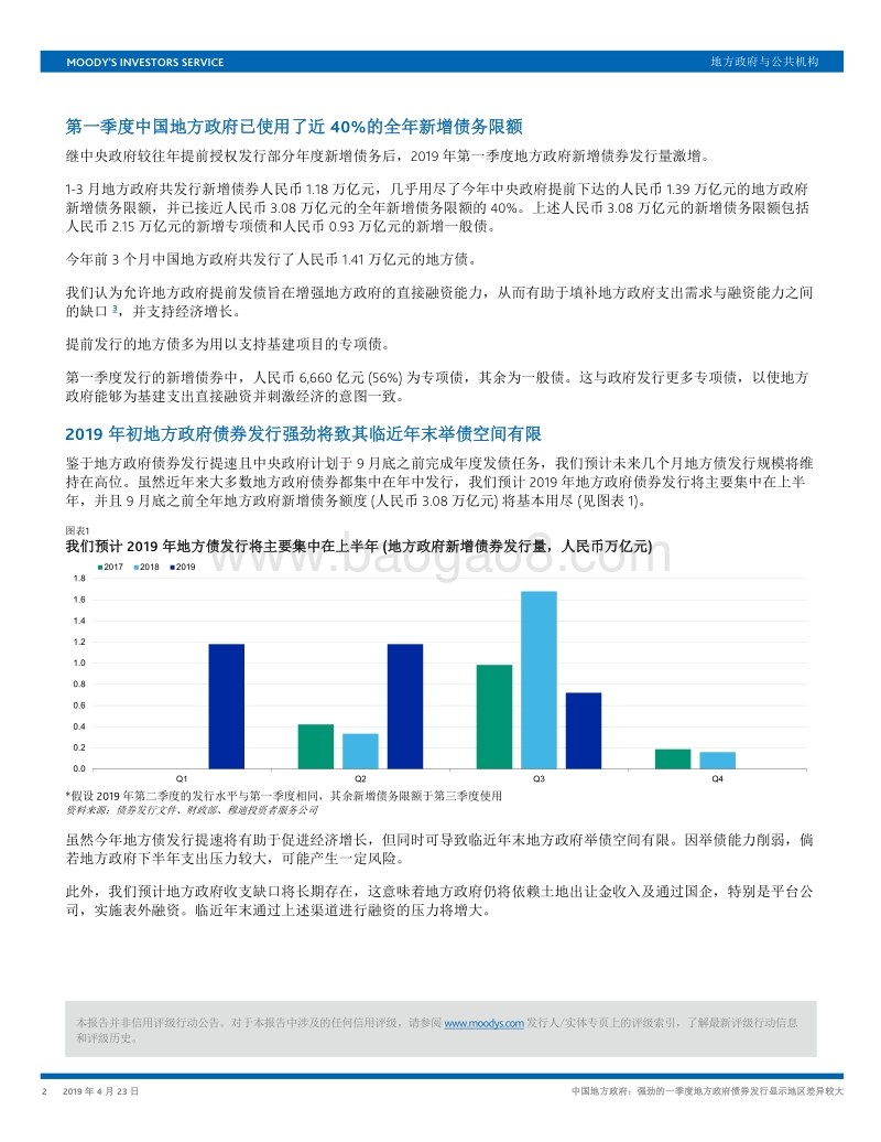 中国地方政府：强劲的一季度地方政府债券发行显示地区差异较大.pdf_第2页