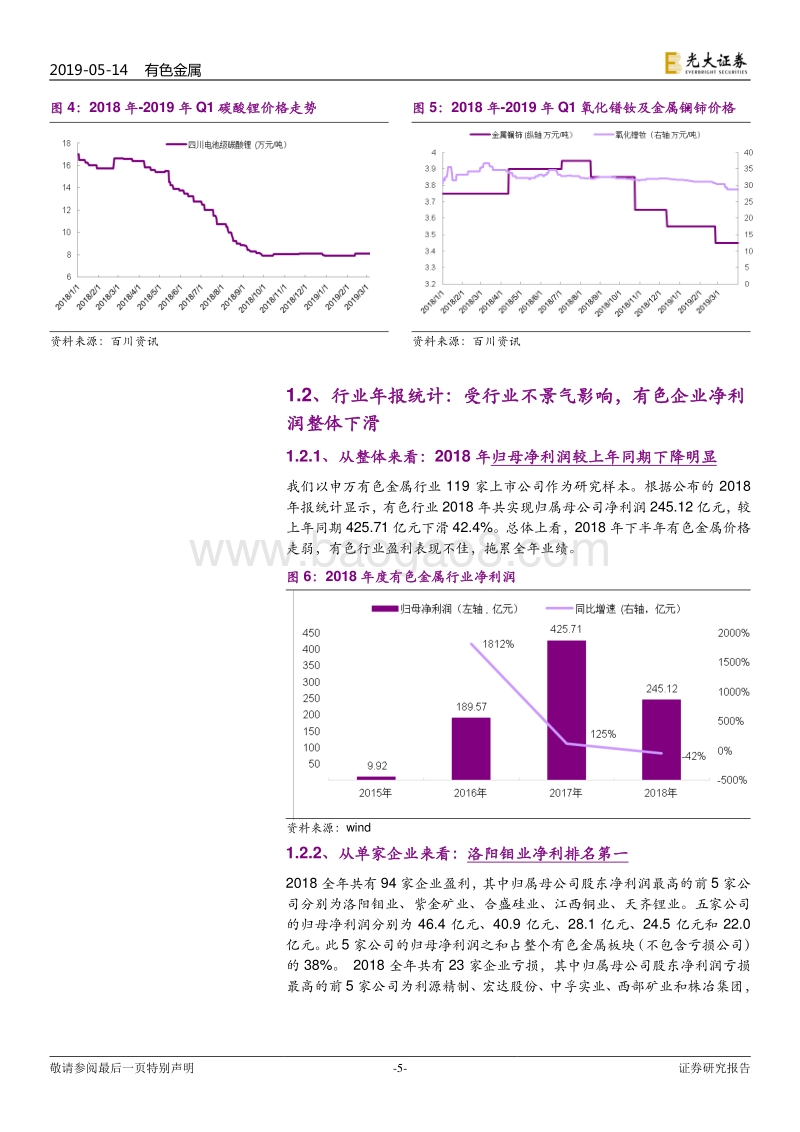 有色金属行业2018年报及2019年一季报总结.pdf_第5页