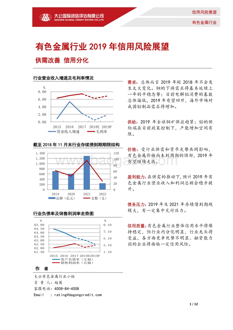 有色金属行业2019年信用风险展望.pdf_第1页