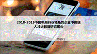 2018-2019中国电商行业独角兽企业中高端人才大数据研究报告.pptx
