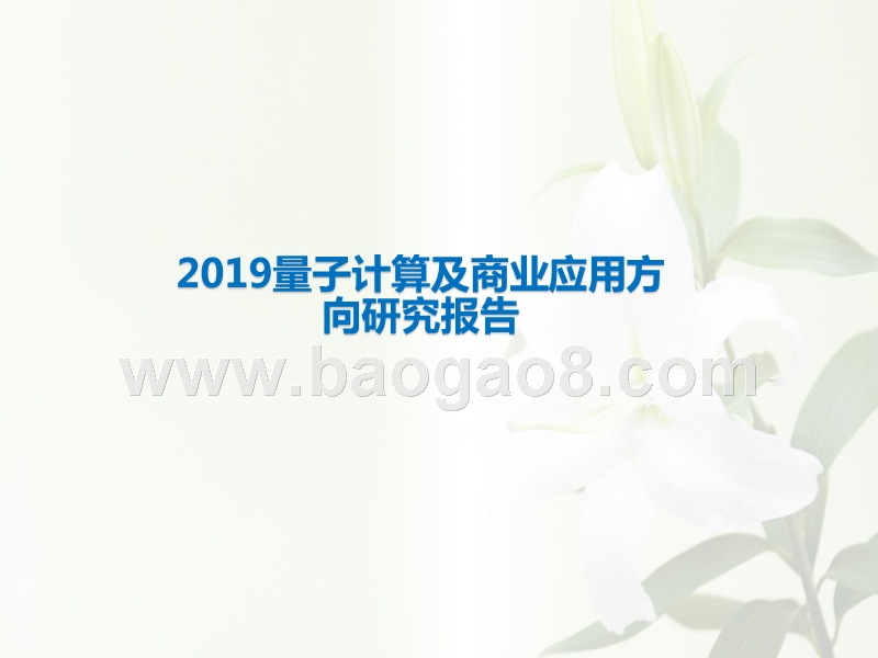 2019量子计算及商业应用方向研究报告.pptx_第1页