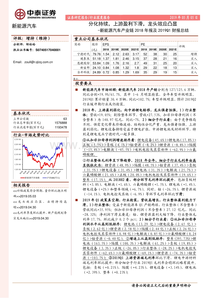 新能源汽车产业链2018年报及2019Q1财报总结.pdf_第1页