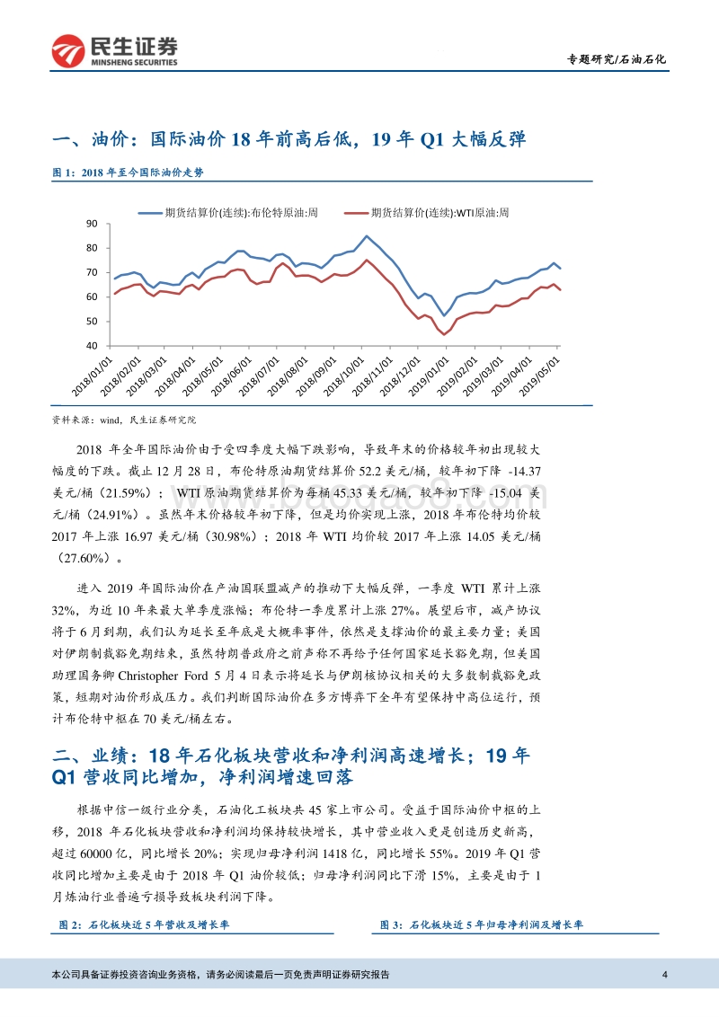 石油石化专题报告：18年营收和净利润双增，19年Q1净利润下降.pdf_第4页