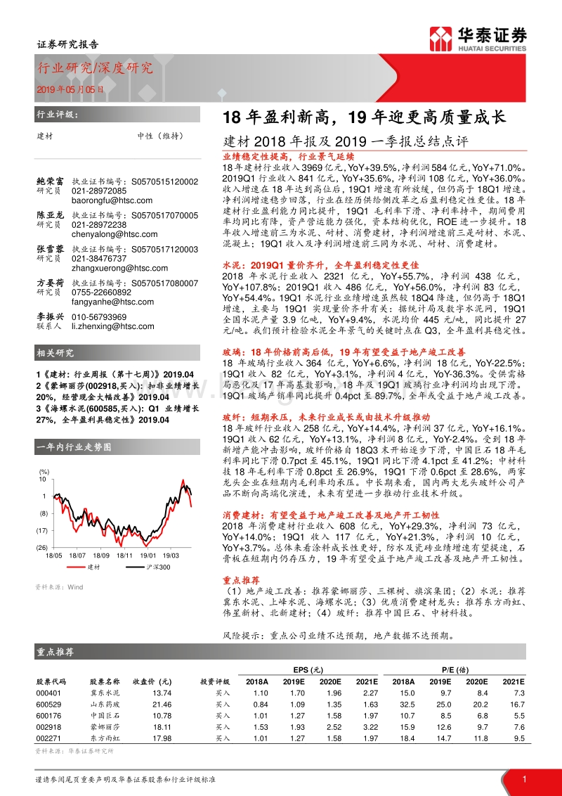 建材2018年报及2019一季报总结点评.pdf_第1页