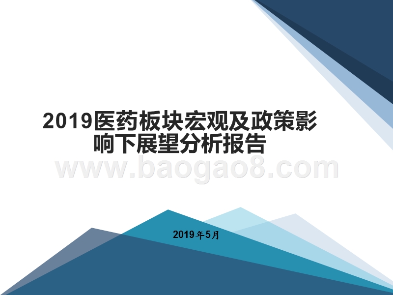 2019医药板块宏观及政策影响下展望分析报告.pptx_第1页