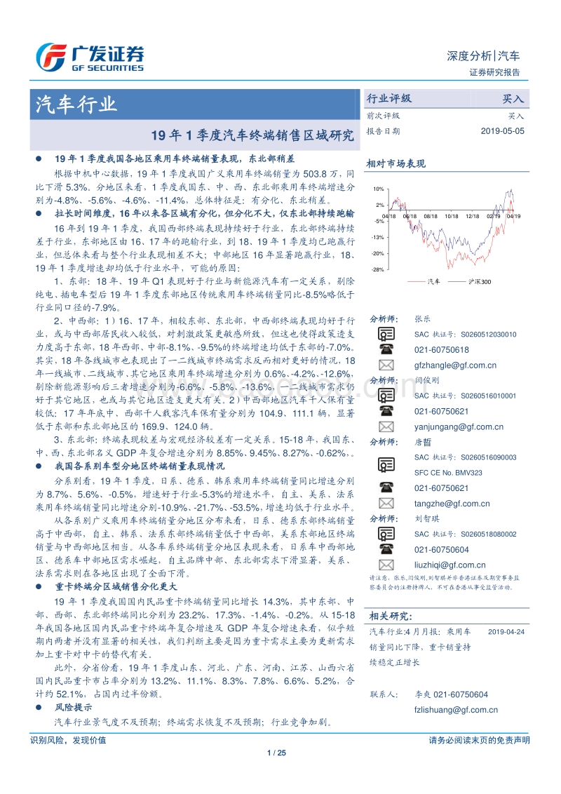 2019年1季度汽车终端销售区域研究.pdf_第1页